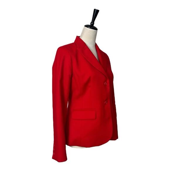 Pendleton Vintage Blazer Wool Peak Lapel Flap Pocket 2 Button Red Women’s Size 6 - Picture 2 of 13
